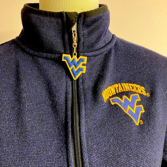 Women’s WVU Mountaineers Zip Up Sweater, Large (12-14), Navy Blue/Gold - Picture 4 of 7